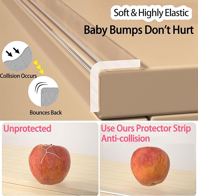 Clear Soft Corner Protectors for Furniture Strip,1.2in x 13FT,Sharp Edge & Table Bumper,Window Edge,Wall Protector, Soft Corner Guards Safe for Proof,Table Corner Protectors in Family-CubbioJoy