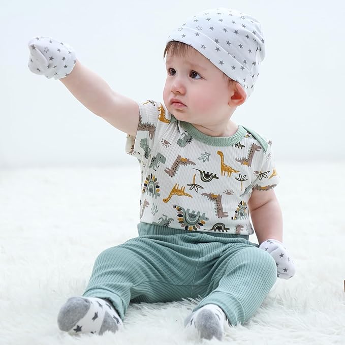 Baby Hats Mittens and Socks Set Cotton Newborn Hat Beanie Soft Infant Girls Boys Caps Gloves 0-6 month-CubbioJoy