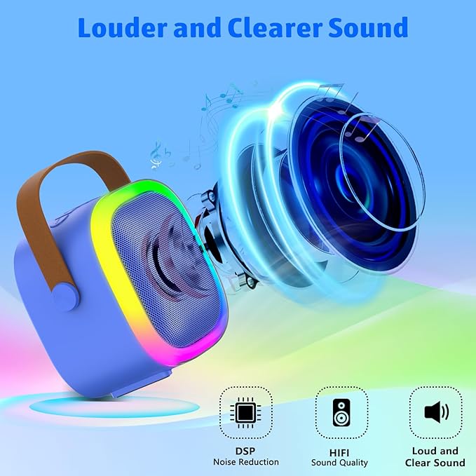 Karaoke Machine for Kids Adults, Portable Bluetooth Speaker with Wireless Microphones and LED Lights, Kids Toys Birthday for Girls and Boys Ages 4,5,6,7,8,9,10,11,12+ Years, Home Party-CubbioJoy