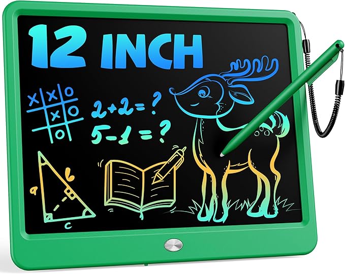 Bravokids 12 Inch LCD Writing Tablet for 3 Year Olds - Electronic Drawing Pad and Doodle Board as Educational Birthday Gifts for Girls and Boys (Green)-CubbioJoy
