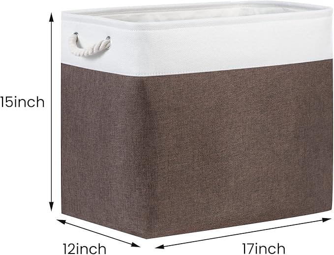 Bidtakay Baskets for Organizing Set of 2 Extra Large Fabric Storage Bins 17x12x15 in Collapsible Laundry Baskets Blanket Basket with Soft Handles Rustic Decorative Stair Basket Dog Toy Bins-CubbioJoy
