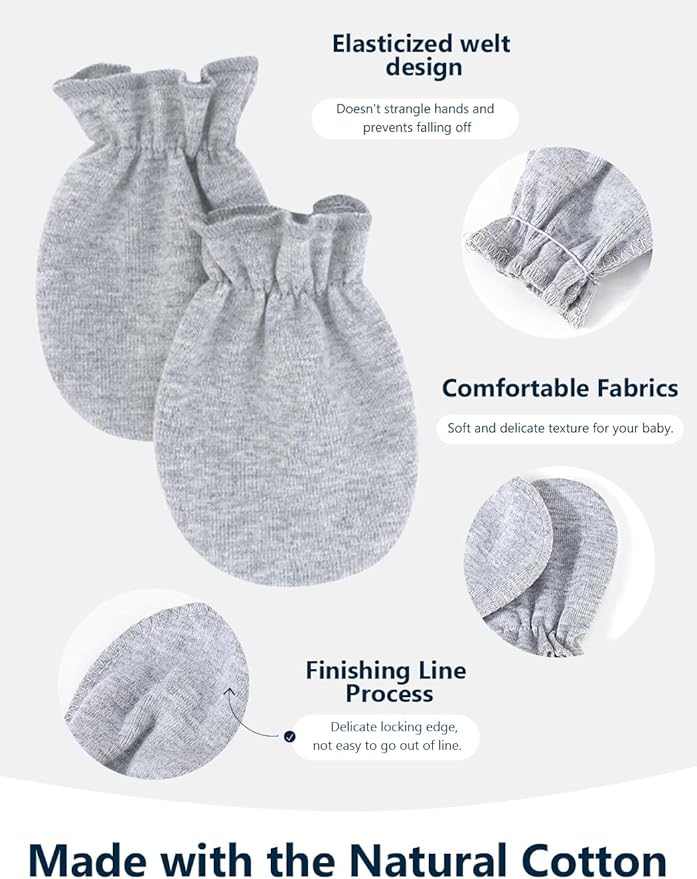Cute Baby Mittens Newborn, No Scratch Baby Boy Mittens, Baby Girl Hat Gloves for Toddlers, Infant, Newborn-CubbioJoy