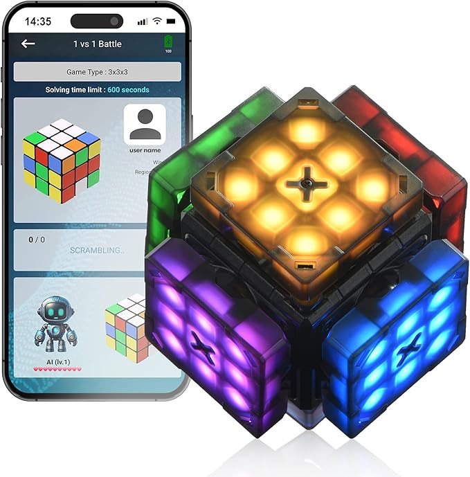 Connect | AI Robot Cube & Smart Cube, Self Scrambling STEM Cube with 10 Puzzle Types | Self Solving Speed Cube, Plays Music | Great X-Mars Experience for Kids, Teens & Adults.-CubbioJoy