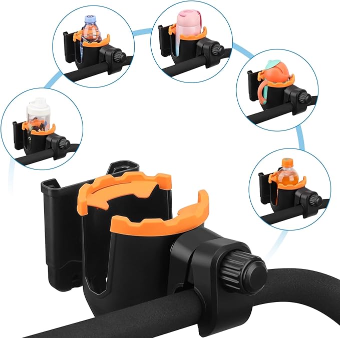 Accmor Stroller Cup Holder with Phone Holder, Universal Cup Holder, Bike Cup Holder, 360° Rotatable Large Caliber Drinks Holder for Stroller, Bike, Wheelchair, Walker-CubbioJoy