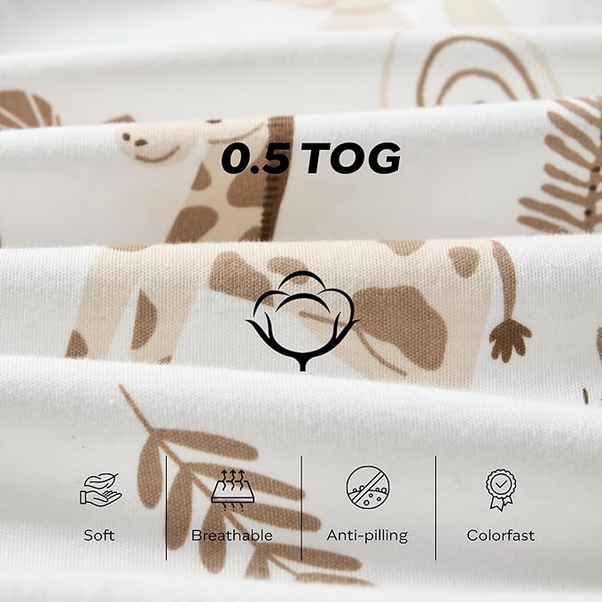 JELLYMONI Baby Sleep Sack 0-6 Months 0.5 Tog Wearable Blanket for Baby, 100% Cotton 3 Pack Infant Toddler Sleeping Sack Lightweight Soft 2-Way Zipper Sleepsack-CubbioJoy