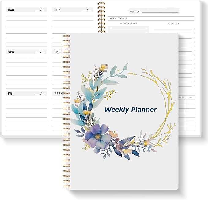 Undated Weekly Planner, Weekly To Do List Notebook with Goal & Habit Tracker Organizer, A5 5.8" x 8.0" Weekly Planner Notebook with Spiral Binding for Men or Women-CubbioJoy