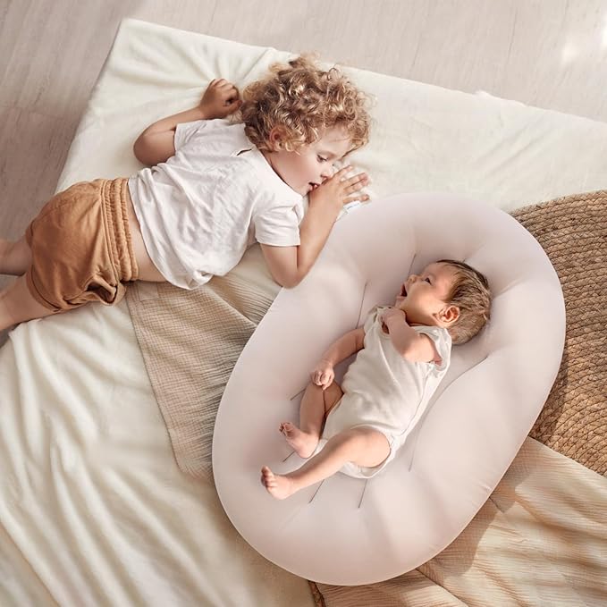 Baby Lounger for Newborn: Portable & Lightweight Pillow for Tummy Time Playtime & Diaper Changes - Skin-Friendly & Breathable for 0-12 Month Supervised Use-CubbioJoy
