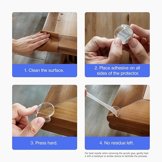 Corner Protectors Guards - Furniture Corner Guard & Edge Safety Bumpers - Baby Proof Bumper & Cushion to Cover Sharp Furniture & Table Edges - Clear and Transparent - (12 Pack)-CubbioJoy