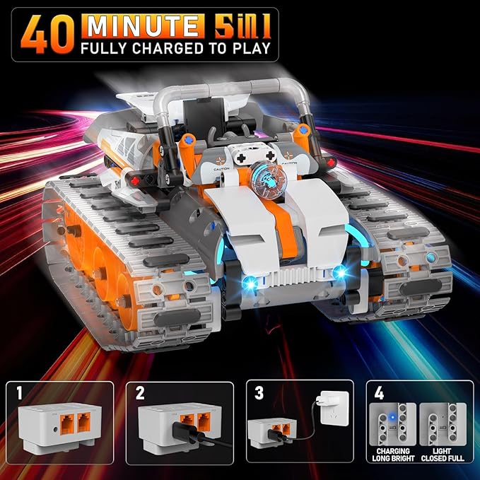 5in1 STEM Building Toys for Kids 6-14, Remote & APP Controlled Mech Robots/Heavy Tanks/Tracked Racer STEM Building Kit for Kid Science Learning, 552 Pcs DIY Building Blocks Set Gifts for Boys & Girls-CubbioJoy