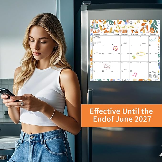 2025-2027 Magnetic Fridge Calendar 21 Monthly Magnetic Calendar for Refrigerator Planner Runs from October 2025 Until June 2027 Easy Organizing Markers Tearable (Flower)-CubbioJoy