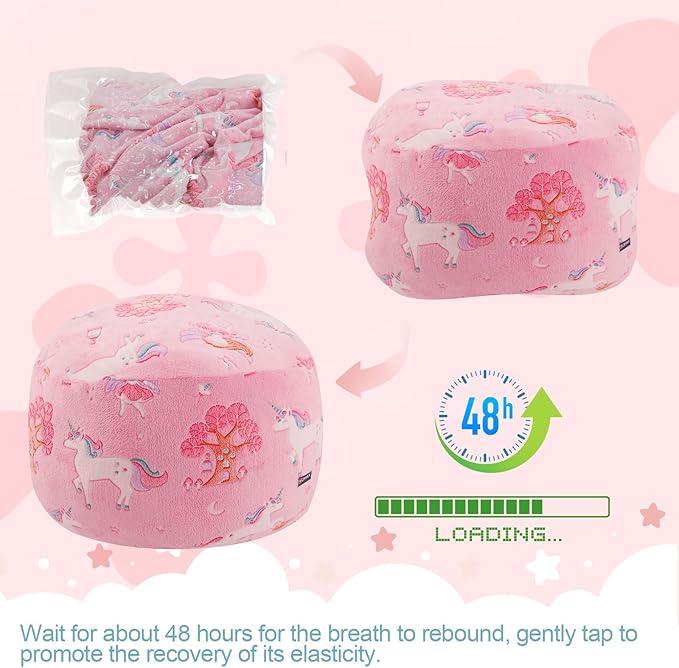 COMAX Kids Bean Bag Chair Turn into Beanbag Bed, Toddler Bean Chair for Girl Boy Sleeping, Lazy Children Bean Bags with Filler, Convertible Child Floor Mattress, Pink Fairy-CubbioJoy