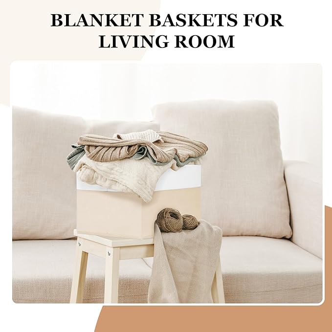 Criusia 8 Pack Large Storage Basket, Fabric Blanket Basket Living Room, Toy Organizers and Storage with Handles for Kids, Laundry Basket for Clothes Towel, Yarn and Craft Storage Bins (14L*10W*9.5H)-CubbioJoy