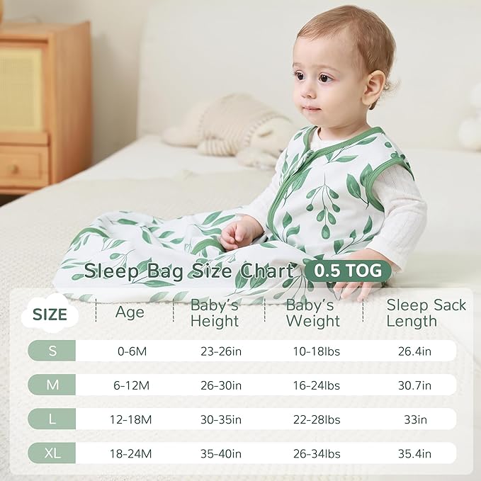 JELLYMONI Baby Sleep Sack 18-24 Months 100% Cotton Wearable Blanket, 0.5 TOG Soft Lightweight Toddler Sleeping Sack 3 Pack 2-Way Zipper Newborn Sleep Sacks-CubbioJoy