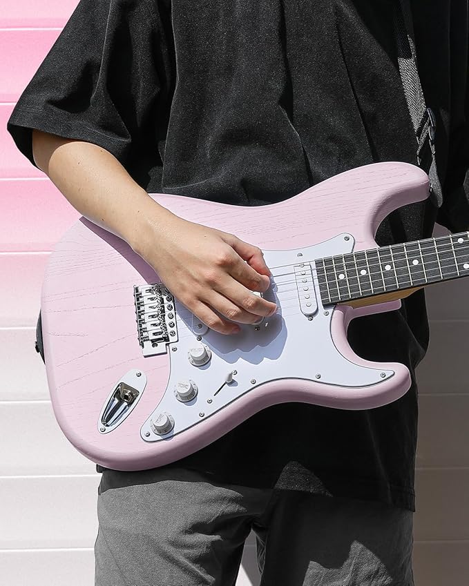 DONNER DST-80 Electric Guitar 39” Beginner Electric Guitar Kit with Amp, Classic SSS Pickup Complete with Gig Bag, Tuner, Capo, Strap, Picks, and Free Online Lessons-CubbioJoy