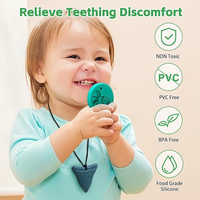 Chew Necklaces for Sensory Kids, Silicone Chewy Necklace for Boys and Girls with Autism, ADHD, SPD, Chewing, Oral Motor Therapy Sensory Toys-CubbioJoy