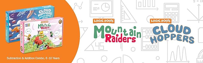 Addition and Subtraction Games - Pack of 2, Cloud Hoppers & Mountain Raiders, Math Board Games and STEM Toys for 7 Year and Up, Gift for Kids (Girls & Boys), Homeschoolers, Grade 1 & Up-CubbioJoy