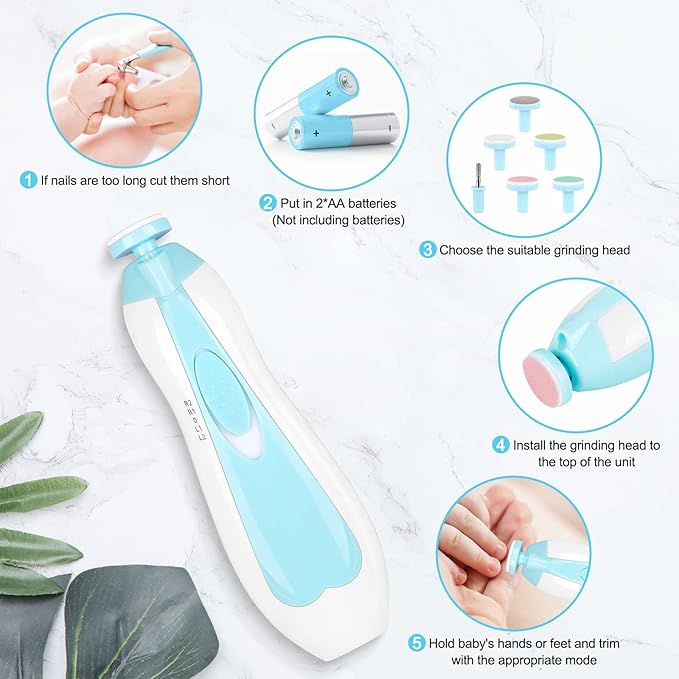 Baby Nail Trimmer Electric,Baby Nail Clippers, 6 in 1 Baby Nail File,Nail File Baby Grooming Kit Manicure Set for Toddler or Adults-CubbioJoy