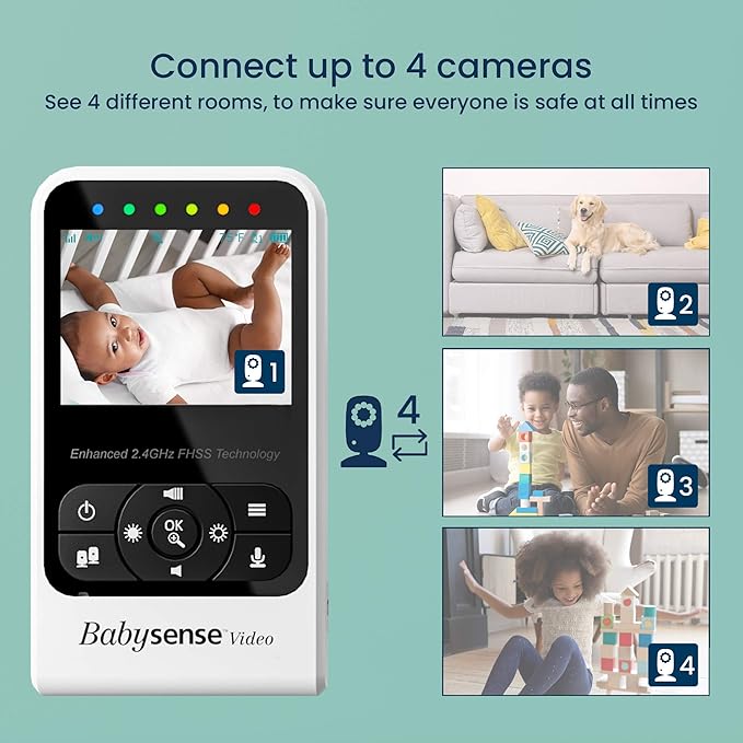Babysense Video & Breathing Movement Monitor - Video Baby Monitor with Breathing Motion Detection & Alerts Bundle Pack - Video Monitor V24R with Babysense 7 Under-The-Mattress Sleep Monitor-CubbioJoy