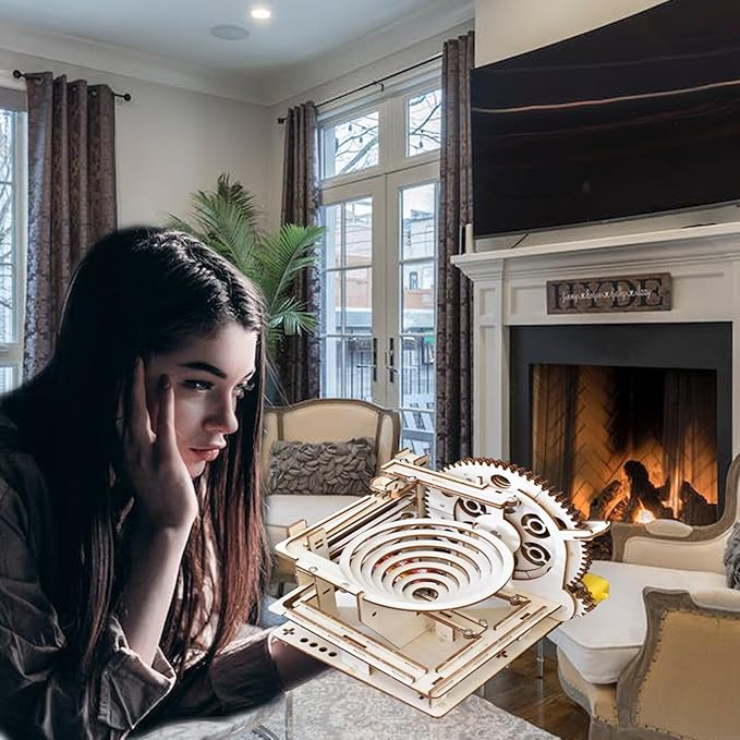 3D Puzzle Marble Run for Adults Stem Projects for Kids Wooden Engineering Puzzle Kit Science Project Kits Wood Mechanical Building Puzzles DIY Mode Kits-CubbioJoy