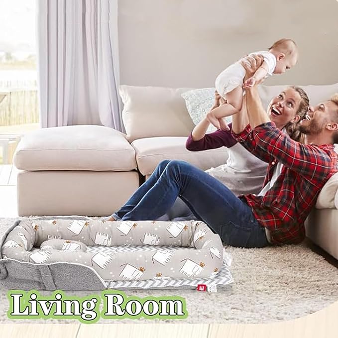 Baby Lounger for Newborn Portable Bag,Baby Lounger Play Mat for Awake-Time,Newborn Babies Essentials Gifts 0-24 Months Home Travel(Elephant Grey)-CubbioJoy