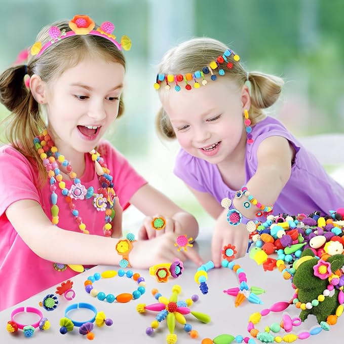 Arthopt Snap Pop Beads Jewelry Making Kit for Girls with 700+ pcs Arts and Crafts Toys for Kids 3-7 Years Old, DIY Snap Beads Bracelets Necklace Ring Toy Set Birthday Gifts for Girls 4 5 6 7 8-CubbioJoy