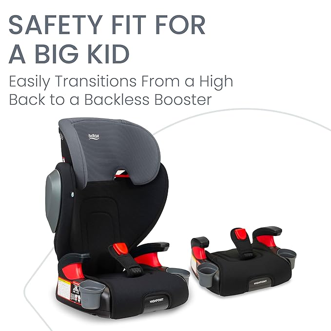 Britax Highpoint Backless Belt-Positioning Booster Seat, SafeWash Black Ombre-CubbioJoy