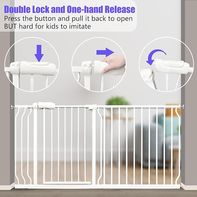 Baby Gates Extra Wide 71.5-76.4 Inch Large Baby Gates for Stairs Tension Pet Dog Gates Indoor for Doorways No Drilling Pressure Mounted Pet Gates for Kids-CubbioJoy
