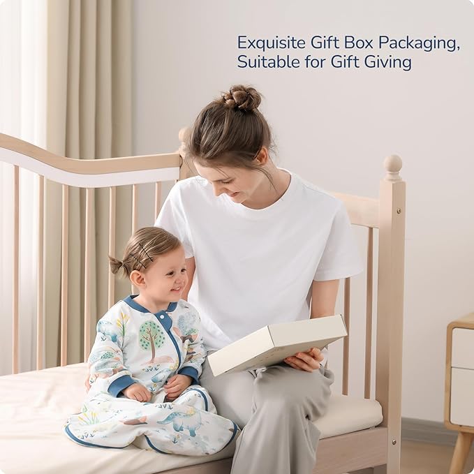 Baby Sleep Sack 18-24 Months, Cotton Detachable Long Sleeve Sleep Sack, 2.5 Tog Toddler Sleeping Sack with Temperature Strips, 2-Way Zipper Wearable Blankets for Newborns, Dinosaur-CubbioJoy