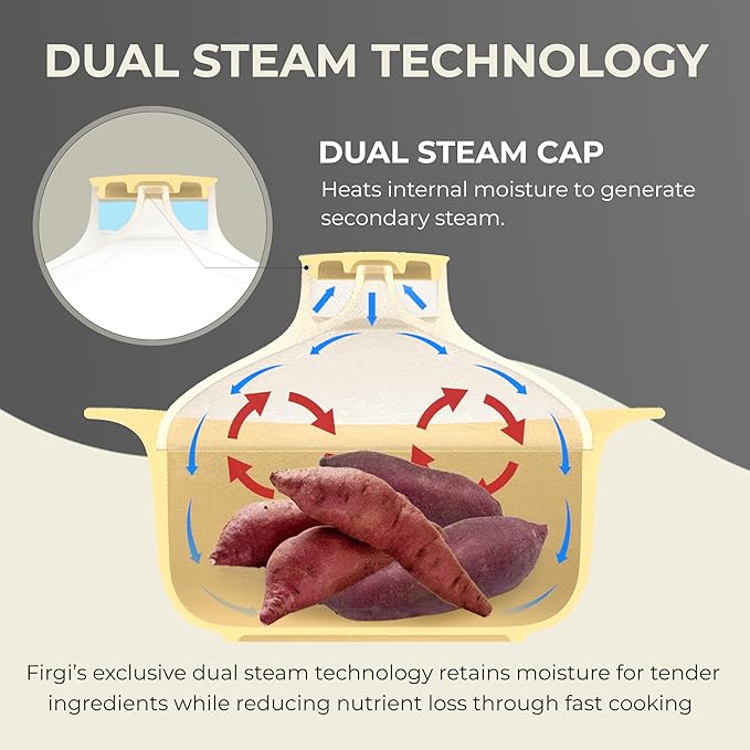 48oz Platinum Silicone 3 Compartmented Microwave Steamer Pot with Handle & Lid - Korea 100% Food-Grade Steamer Bowl, Heat-Resistant Cooker with Steam Holes, Easy Clean, Dishwasher Safe, Ivory-CubbioJoy