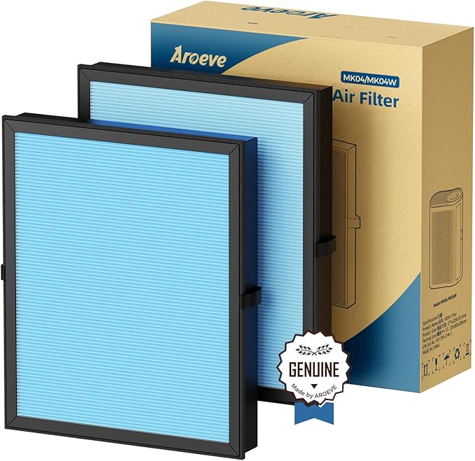 AROEVE MK04 Air Filter Suitable for MK04 for Dust, Pet Dander, Smoke, Pollen for Bedroom and Office- Standard Version(2 Pack)-CubbioJoy