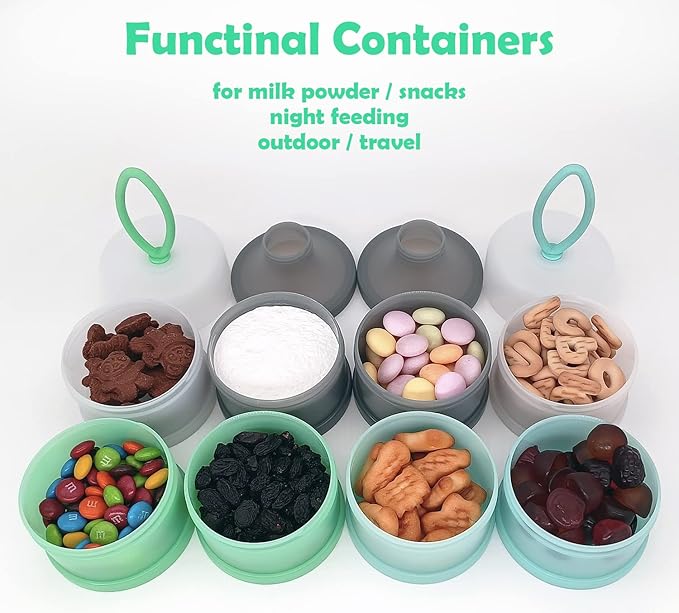 Baby Formula Dispenser, Formula Container, Portable Milk Powder Dispenser Container, Baby Feeding Travel Storage Container, Non-Spill Stackable Baby Snack Storage Container, BPA Free, 2 Packs-CubbioJoy