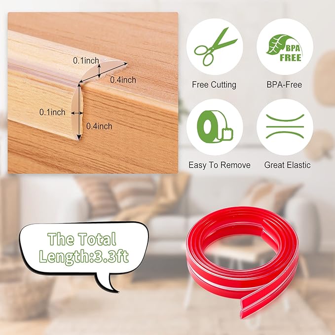 BabySafe Edge Protector Strip: Table Corner Guards for Baby Furniture & Fireplace, 3.3ft(1m)-CubbioJoy