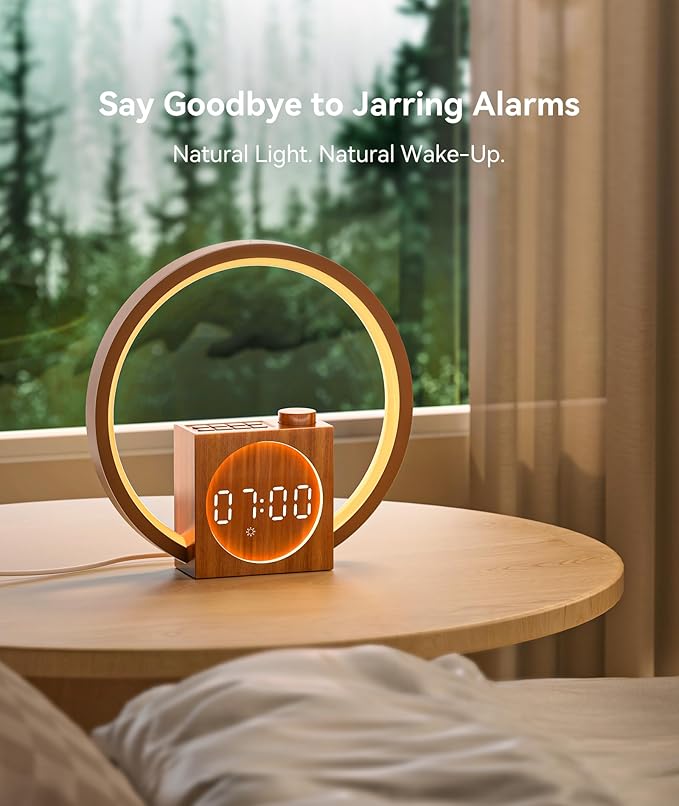 Dreamegg Sunrise Alarm Clock - Sound Machine for Sleep, 12 Ambient Colors &20-Level Dimmable Night Light, 25 Soothing Sounds, White Noise Machine, Wake Up Light for Adults, Stylish Bedroom Decor&Gift-CubbioJoy