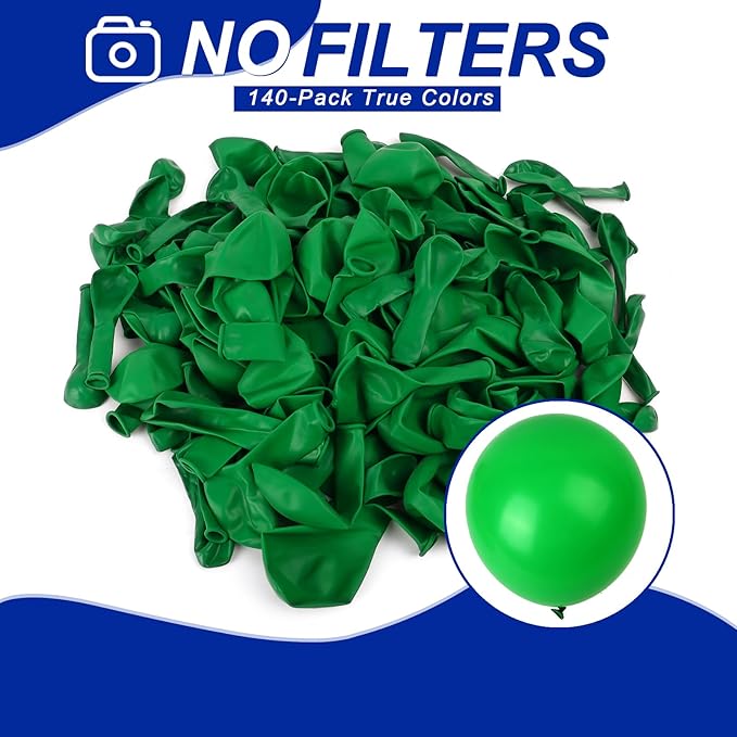 140pcs Dark Green Round Balloons Different Sizes 18 12 10 5 Inch Latex Balloons for Arch Decoration Party Balloon Kit for Graduation Birthday Party Wedding Balloon Baby Shower Decoration-CubbioJoy