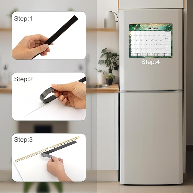 Calendar 2024-2025 Planner Wall Hanging Spiral Bound Magnetic Fridge Calendars 15" x 12", Use Jan 2024 - Jun 2025-CubbioJoy