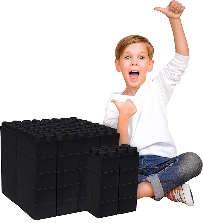 Big Blocks for Kids Ages 4-8 — Indoor & Outdoor Blocks Kids Games — Black Large Building Blocks - 48 pc-CubbioJoy