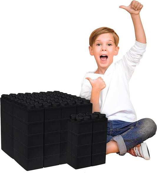 Big Blocks for Kids Ages 4-8 — Indoor & Outdoor Blocks Kids Games — Black Large Building Blocks - 48 pc-CubbioJoy