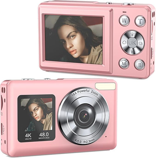 Digital Camera,Autofocus 4K Vlogging Camera for Photography with 32GB Card,48MP Portable Compact Point and Shoot Kids Digital Cameras for Kids Boys Girls with 18X Zoom,Anti-Shake-CubbioJoy