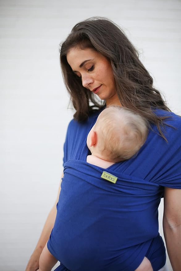 Boba Baby Wrap Carrier – Original Baby Sling Carrier for Newborns (7–35 lbs), Soft, Secure, Hands-Free & Ergonomic, Ideal for Comfortable Bonding, New Parents (Serenity Dark Blue)-CubbioJoy