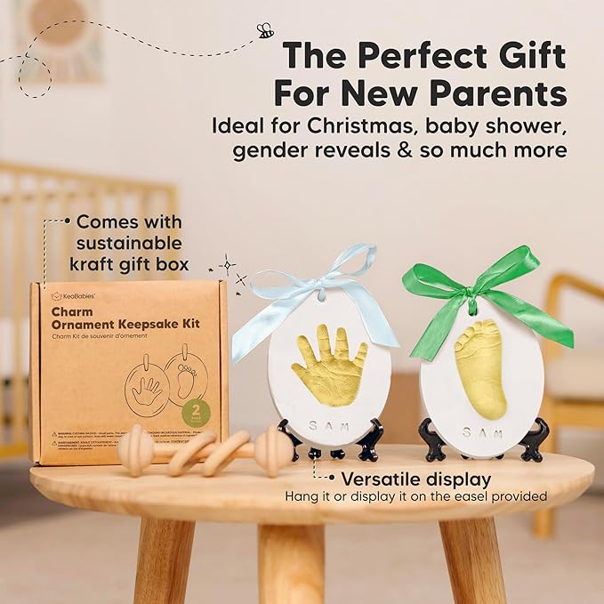 Baby Hand and Footprint Kit Girls, Boys - Personalized Baby Footprint Ornament Kit, Newborn Keepsake Gifts for New Mom, Easy to Use Handprint Makers, Cute Shower Gifts (Multi-Colored)-CubbioJoy