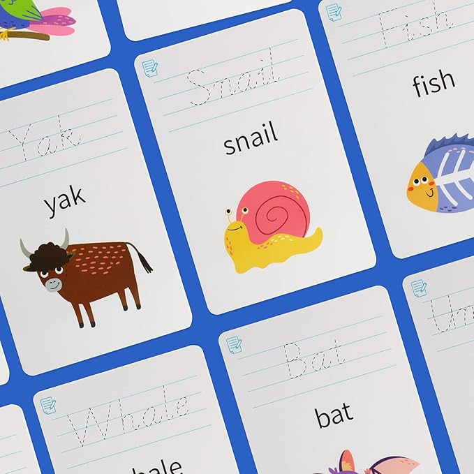 28 Pcs Letters Words Number Math Counting Recognition Cards for Kindergarten Preschool Toddlers Educational Toys RZKP-01 (Word)-CubbioJoy