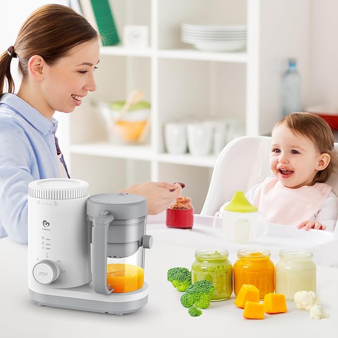 Baby Food Maker Bellababy Baby Food Processor, Puree Blender Steamer with Reversible Steam Basket, One Button Easy Operation & Large Opening for Easy Cleaning-CubbioJoy