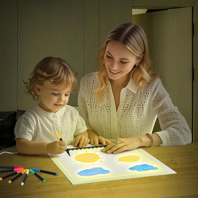 Doodle Glow, LED Note Board with Colors, 14.1"x10.9" Arvana Acrylic Dry Erase Board, 16M-Color LED Light-Up Memo Board w/Music Sync, APP & Remote, Stand & 7 Markers, Neon Glow Display (Black)-CubbioJoy