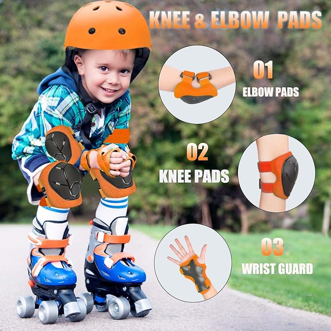 Kids Bike Helmet Set Adjustable Helmet for Ages 3-15 Kids Toddler Boys Girls Youth, Multi-Sport Bicycle Skateboarding Football Rollerskating Scooter Rollerblade Balance Bike Helmets-CubbioJoy