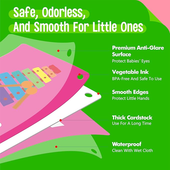 52 PCS Baby Visual Stimulus Cards, Double-Sided High Contrast Black and White, Colorful Alphabet Words Flashcards, Visual Sensory Development Montessori Cards Set for Newborn Baby, Kids, Preschool-CubbioJoy