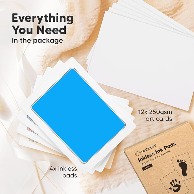 4-Pack Inkless Baby Hand and Footprint Kit - Mess Free Ink Pad for Newborn Keepsake, Dog Nose & Paw Print Kit, Clean Touch Ink Pad for Baby Hand & Footprints, Ideal New Mom Gifts (Popsicle, L)-CubbioJoy