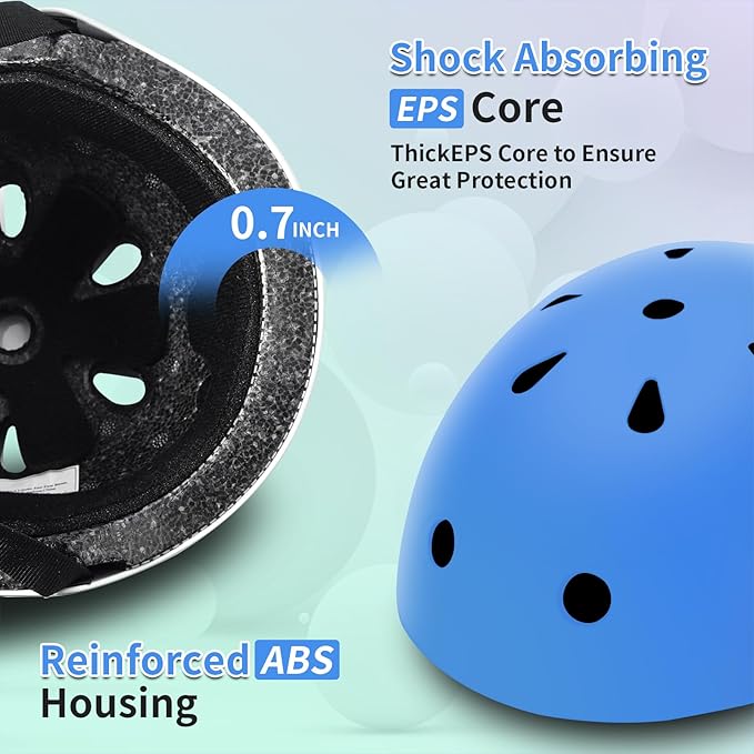 Adjustable Kids Bike Helmet with Knee & Elbow Pads Set, Color Gradient Design for Boys and Girls Aged 3-14+, for Skateboarding, Scooter, Roller & Inline Skating, Longboard-CubbioJoy