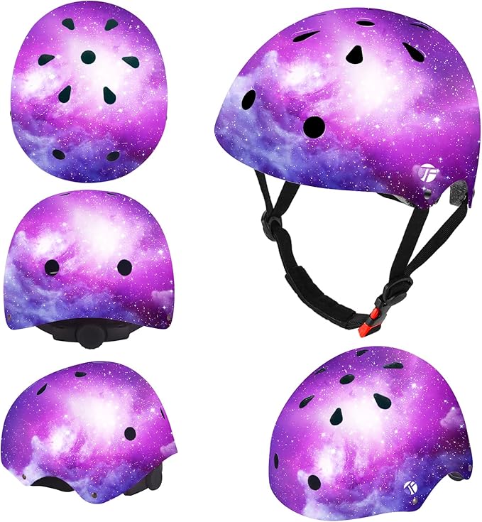 Adjustable Color Gradient Skateboard Helmet for 3-5-8-14+Ages【Toddler Kids Youth Adult】 Girls Boys Woman.Bike Helmet for Multi-Sports Cycling Bicycle Scooter Inline Roller Skate Rollerblading-CubbioJoy
