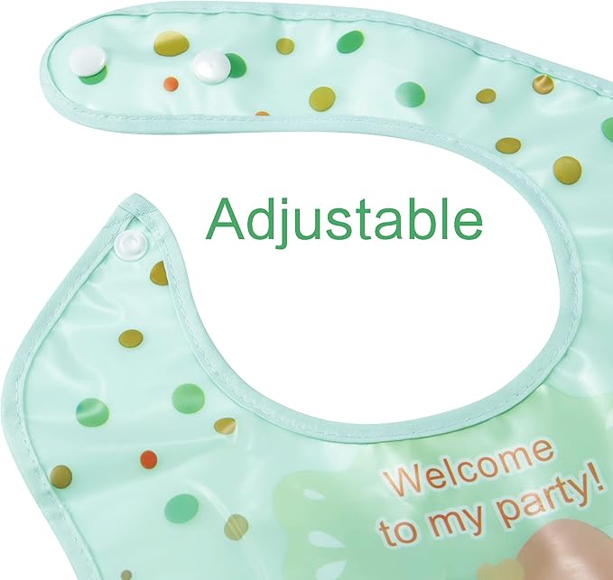 Amplim Baby Feeding Bib (3-Pack) Toddler/Baby Bibs for Eating. Waterproof, Adjustable, Lightweight. Eco-friendly PEVA material. BPA, Lead, Phthalate, Cadmium free-CubbioJoy