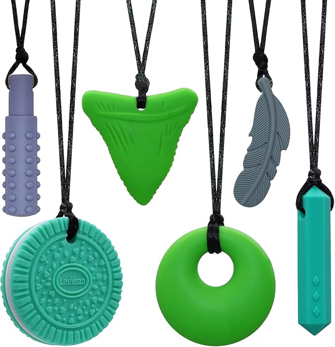 Chewy Necklaces for Sensory Kids, Silicone Chewy Necklaces for Boys and Girls with Autism, ADHD, SPD, Chewing, Oral Motor Therapy Toy-CubbioJoy